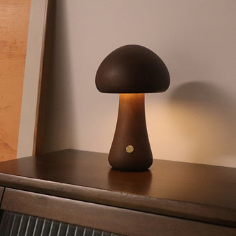 INS Wooden Cute Mushroom LED Night Light With Touch Switch  Bedside Table Lamp For Bedroom Childrens Room Sleeping Night Lamps Home Decor - Elite Hub Essentials