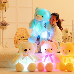 Creative Light Up LED Teddy Bear Stuffed Animals Plush Toy Colorful Glowing Christmas Gift For Kids Pillow