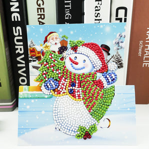 Christmas DIY Diamond Painting Greeting Cards 5D Cartoon Birthday Postcards Kids Festival Embroidery Greet Cards Gifts