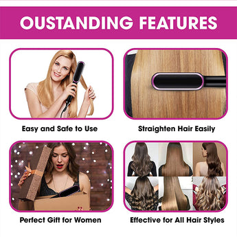 New product Hair Straightener Anion Hair Care Comb with Fast Heating & 3 Temp Settings & Anti-Scald hair straightener and curly - Elite Hub Essentials