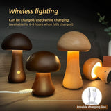 INS Wooden Cute Mushroom LED Night Light With Touch Switch  Bedside Table Lamp For Bedroom Childrens Room Sleeping Night Lamps Home Decor - Elite Hub Essentials