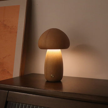 INS Wooden Cute Mushroom LED Night Light With Touch Switch  Bedside Table Lamp For Bedroom Childrens Room Sleeping Night Lamps Home Decor - Elite Hub Essentials