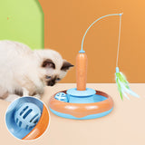 2 In 1 Pet Cat Toy With Feather For Self-play Cat Turntable Pets Supplies Cat Toy Toys Cats Items Products - Elite Hub Essentials