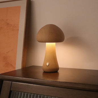 INS Wooden Cute Mushroom LED Night Light With Touch Switch  Bedside Table Lamp For Bedroom Childrens Room Sleeping Night Lamps Home Decor - Elite Hub Essentials